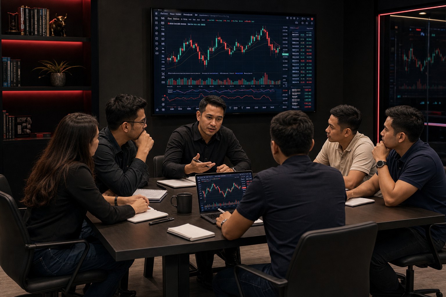 PounderFX group refresher programme preview with students reviewing market structure together.